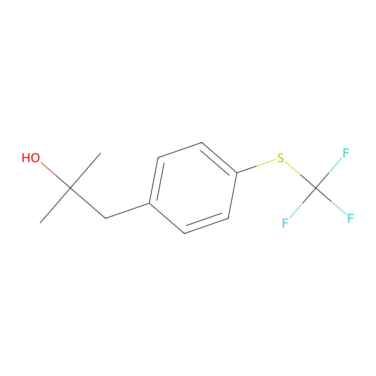 2-Methyl-1-{4-[(trifluoromethyl)sulfanyl]phenyl}propan-2-ol molecular structure, CAS 1443340-74-6