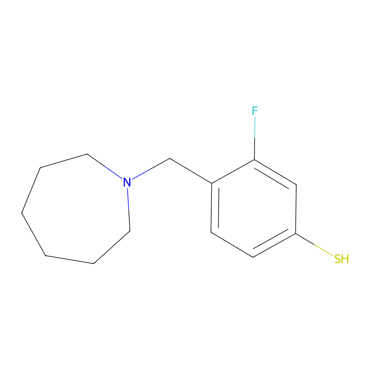 4-(Azepan-1-ylmethyl)-3-fluorobenzenethiol molecular structure, CAS 1443340-77-9