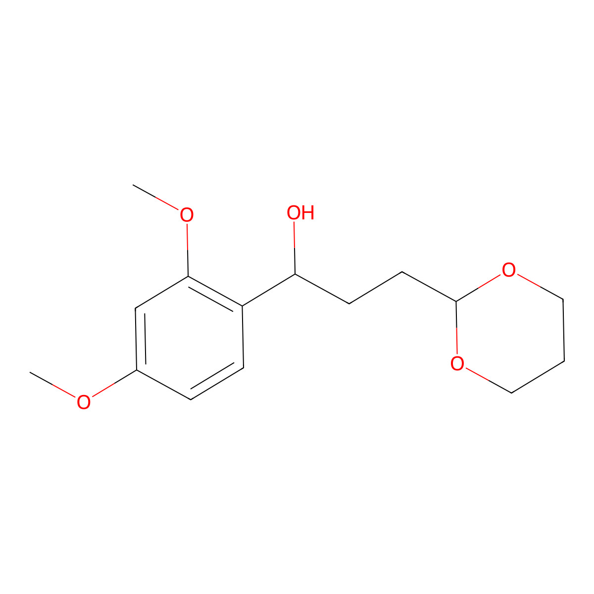 1-(2,4-Dimethoxyphenyl)-3-[2-(1,3-dioxanyl)]-1-propanol molecular structure, CAS 1443340-79-1