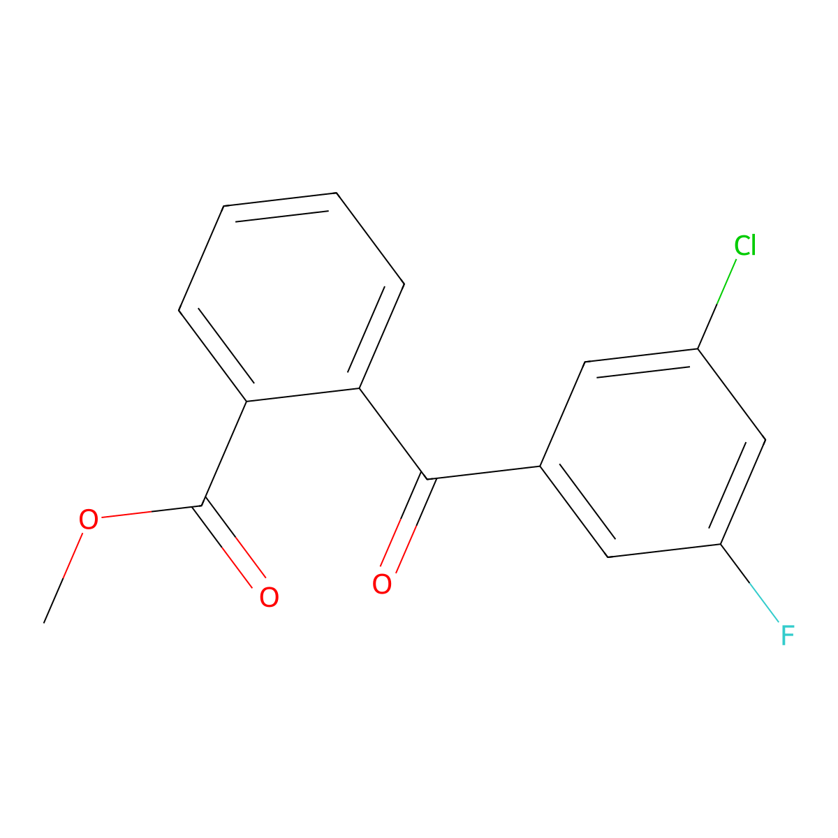 Methyl 2-(3-chloro-5-fluorobenzoyl)benzoate molecular structure, CAS 1443340-88-2