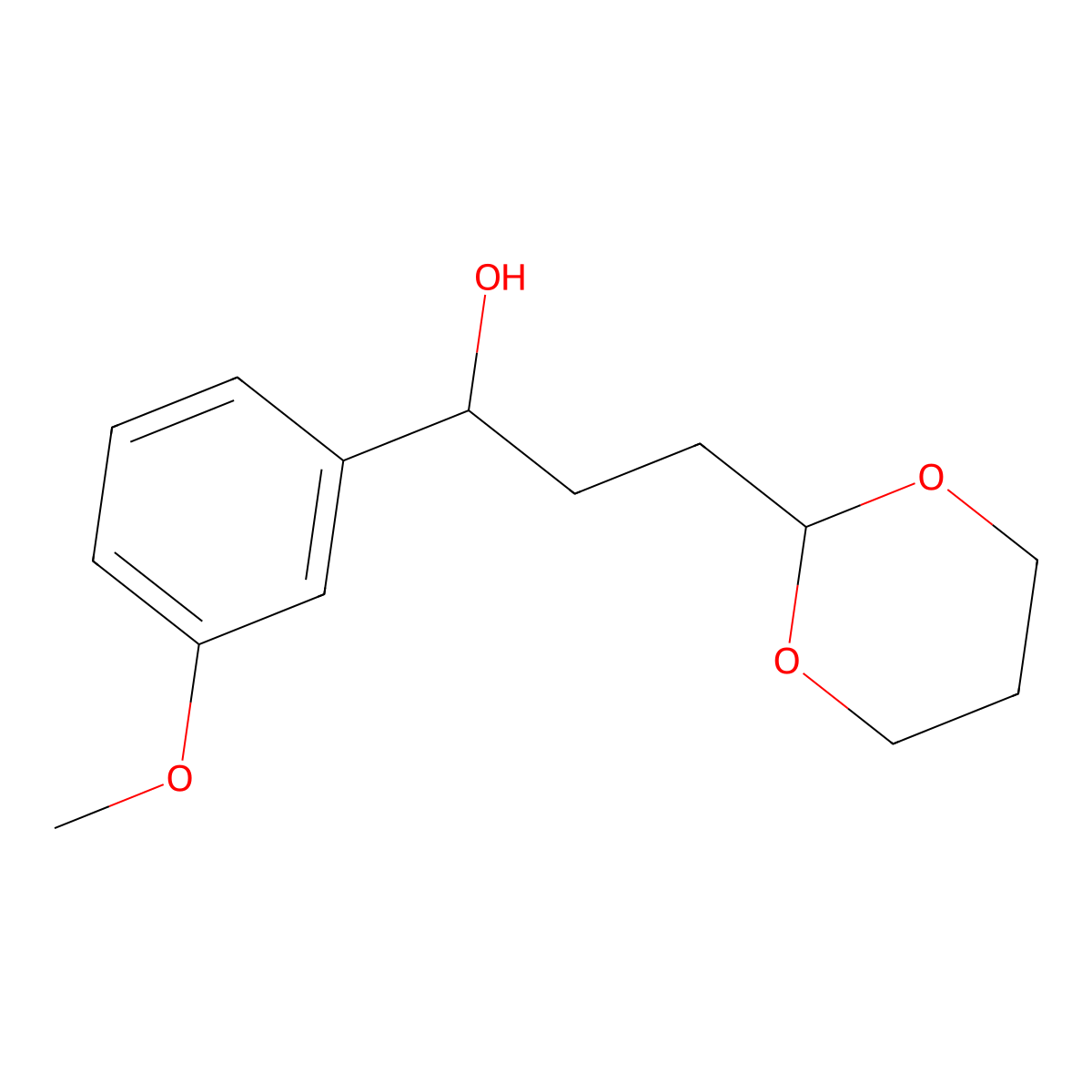 3-[2-(1,3-Dioxanyl)]-1-(3-methoxyphenyl)-1-propanol molecular structure, CAS 1443341-01-2