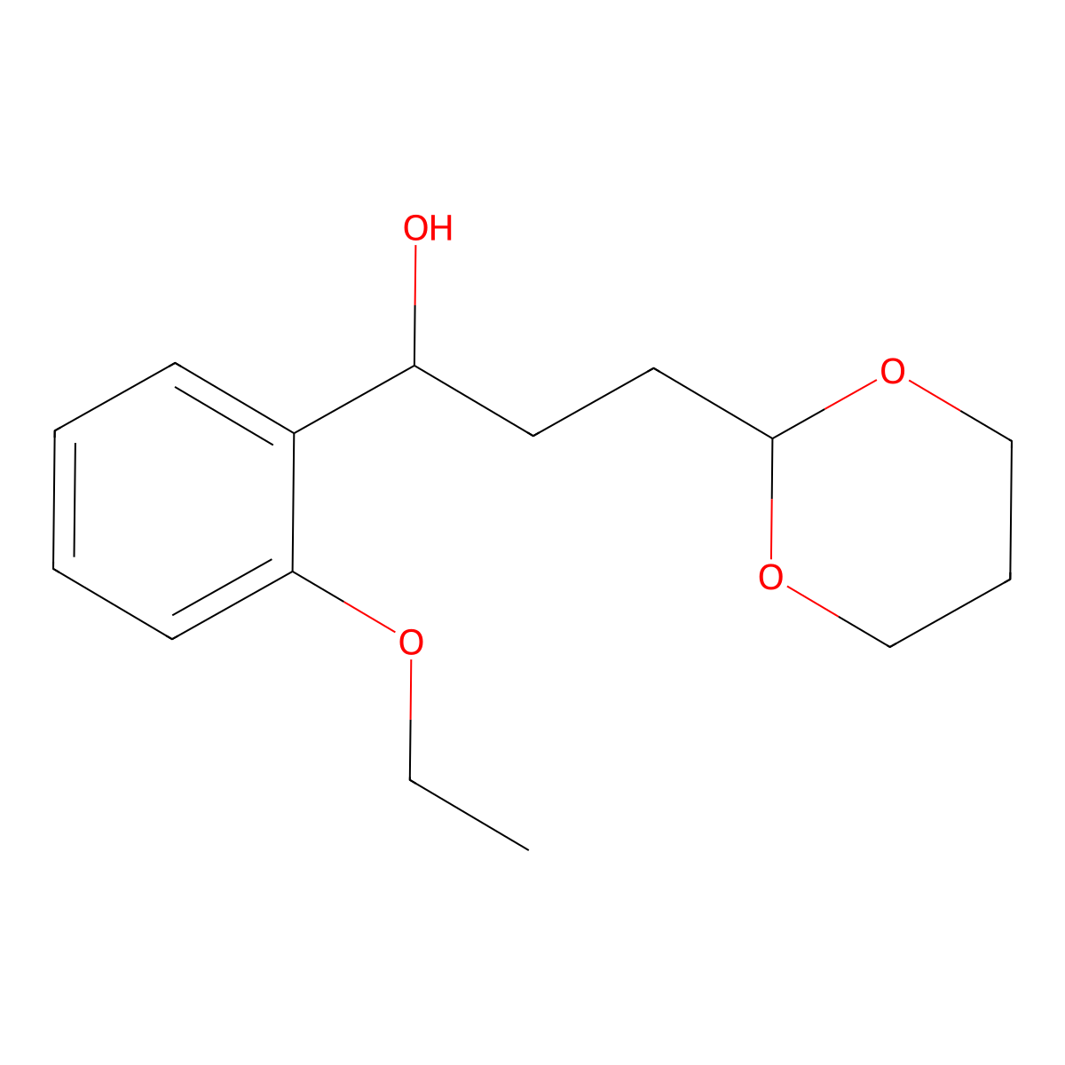 3-[2-(1,3-Dioxanyl)]-1-(2-ethoxyphenyl)-1-propanol molecular structure, CAS 1443341-06-7