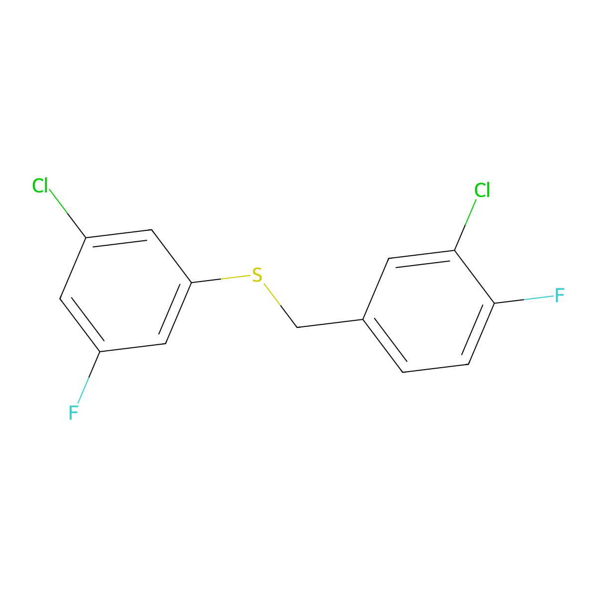 1-Chloro-2-fluoro-5-[(3-chloro-5-fluorophenyl)sulfanylmethyl]benzene molecular structure, CAS 1443341-10-3