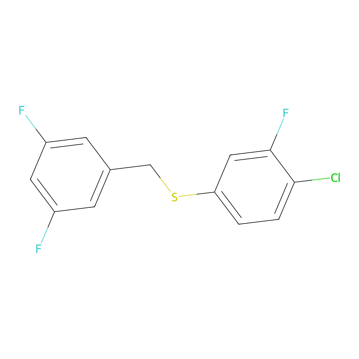 1,3-Difluoro-5-[(4-chloro-3-fluorophenyl)sulfanylmethyl]benzene molecular structure, CAS 1443341-17-0