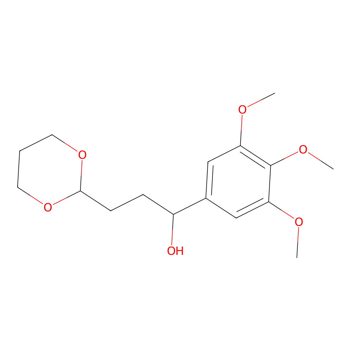 3-[2-(1,3-Dioxanyl)]-1-(3,4,5-trimethoxyphenyl)-1-propanol molecular structure, CAS 1443341-19-2