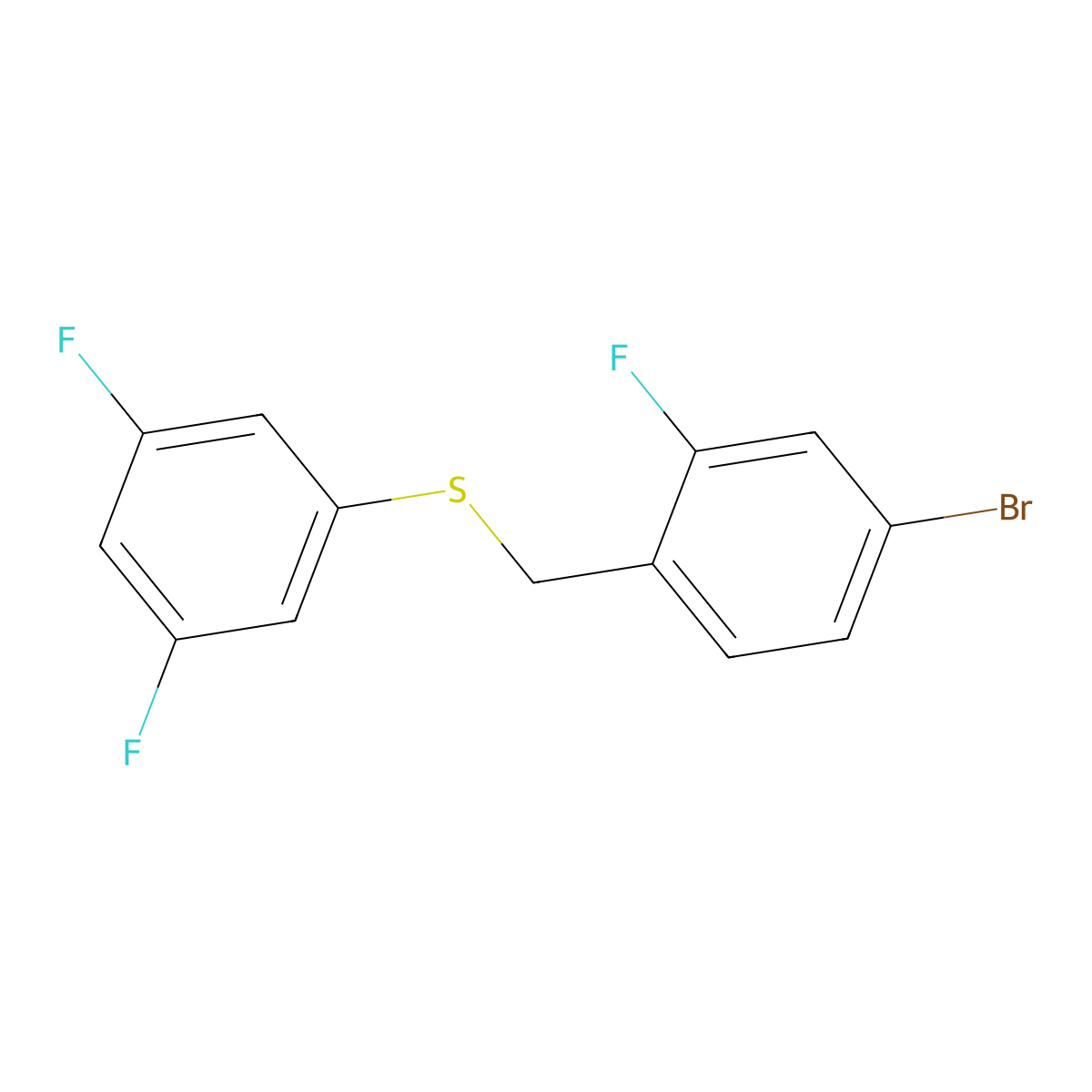 1-Bromo-3-fluoro-4-[(3,5-difluorophenyl)sulfanylmethyl]benzene molecular structure, CAS 1443341-27-2