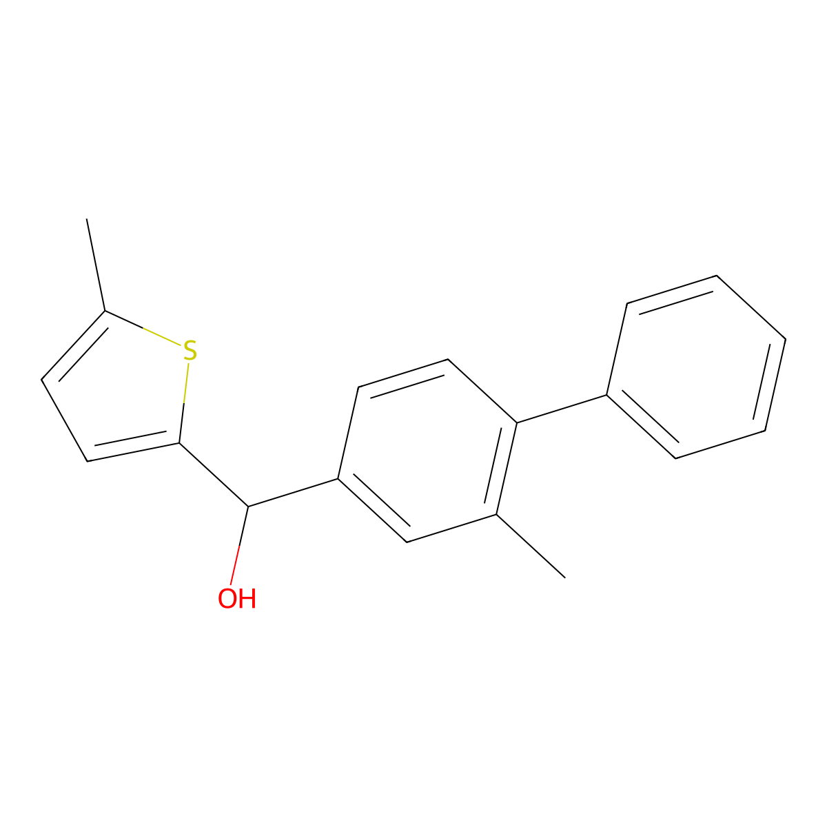 (3-Methyl-4-phenyl)phenyl-(5-methyl-2-thienyl)methanol molecular structure, CAS 1443341-31-8