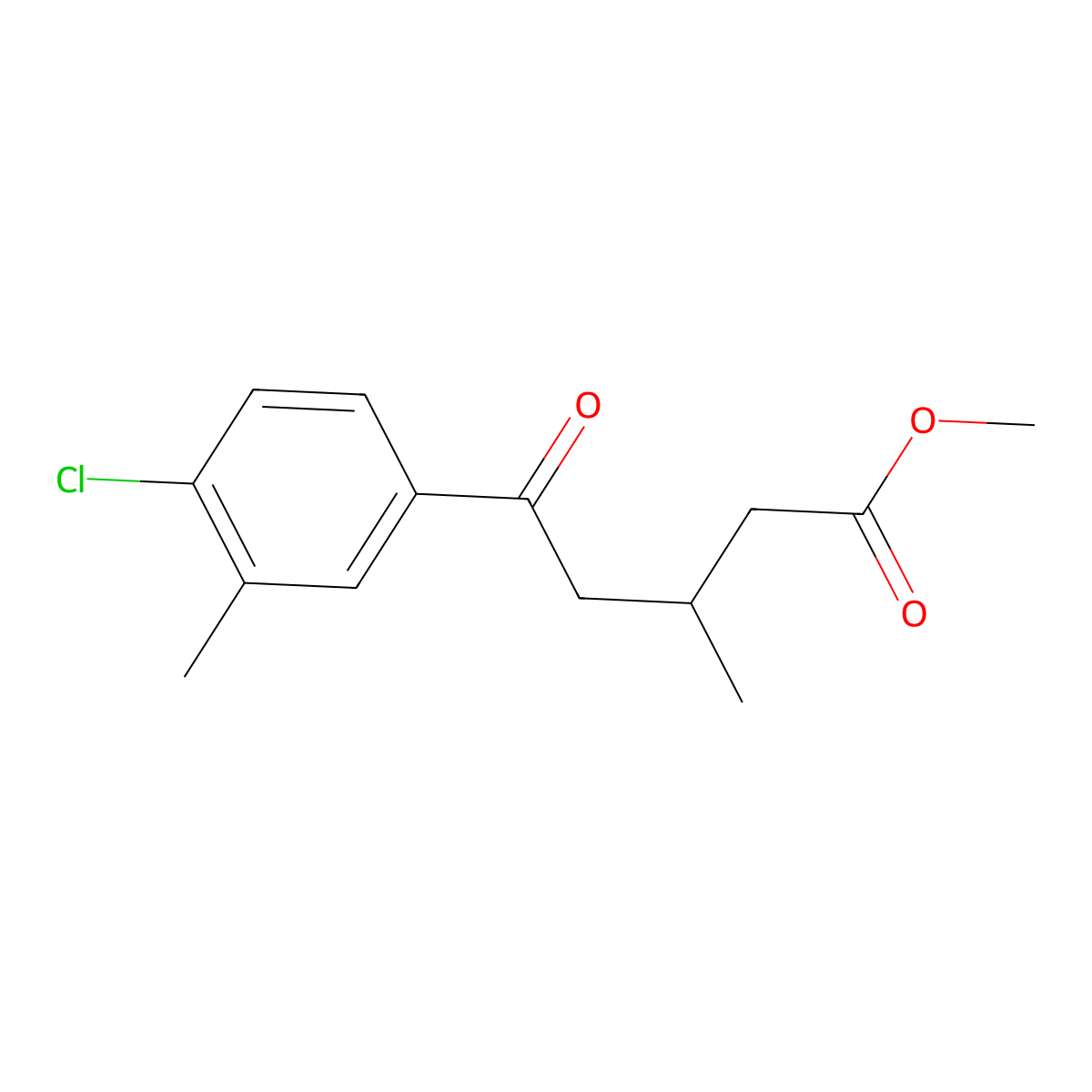 Methyl 5-(4-chloro-3-methylphenyl)-3-methyl-5-oxovalerate molecular structure, CAS 1443341-32-9