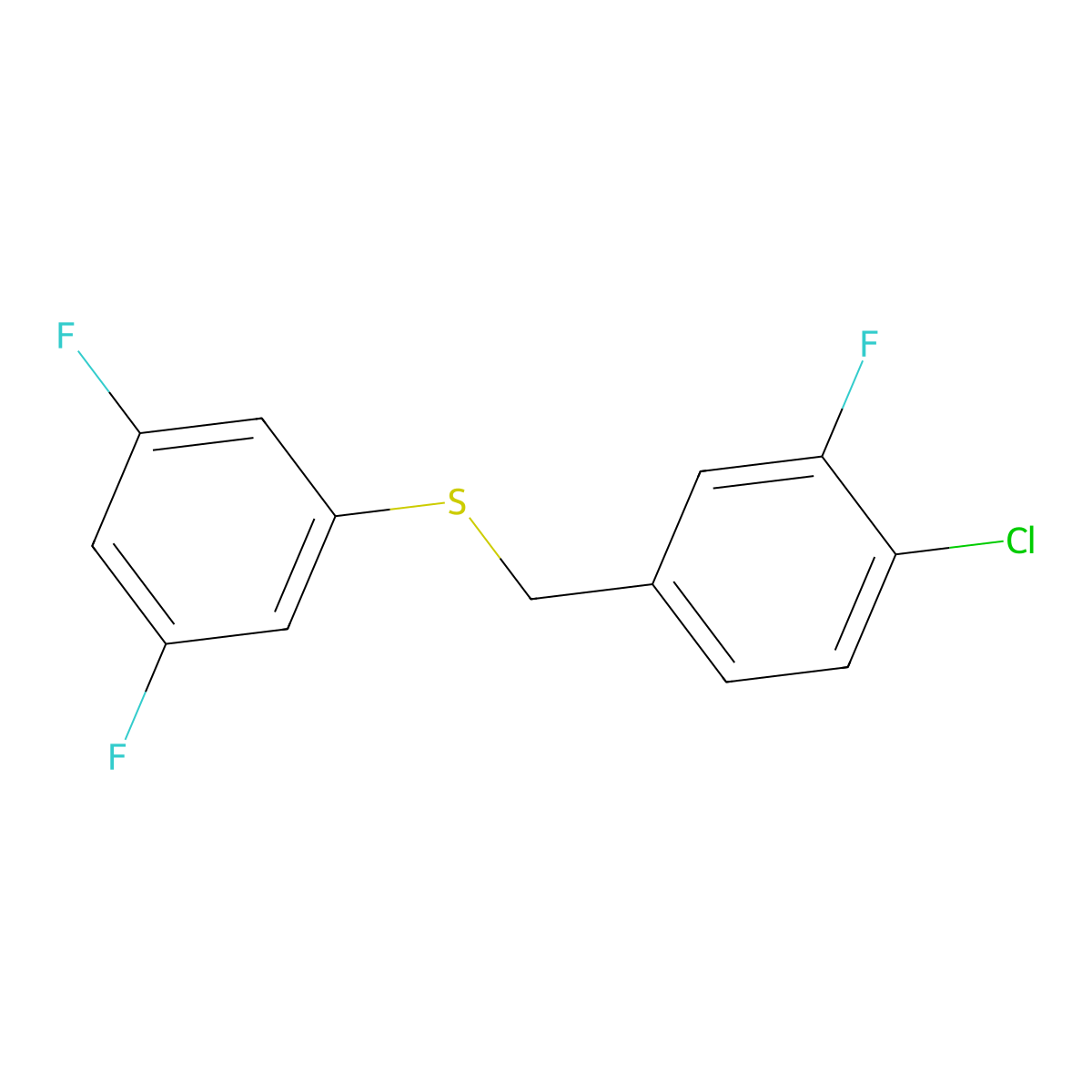 1-Chloro-2-fluoro-4-[(3,5-difluorophenyl)sulfanylmethyl]benzene molecular structure, CAS 1443341-35-2