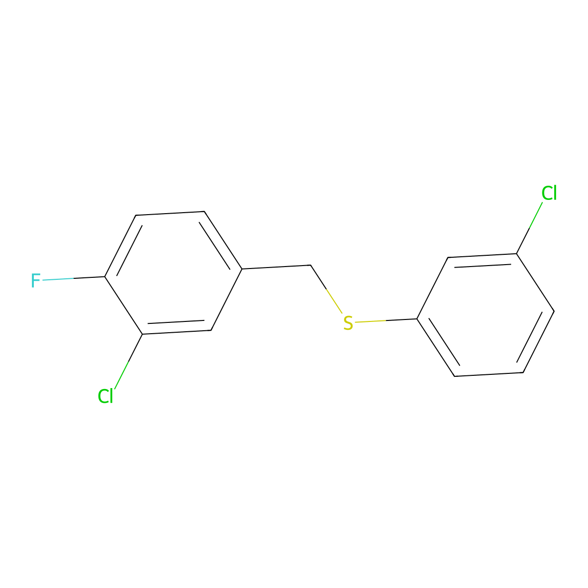 1-Chloro-2-fluoro-5-[(3-chlorophenyl)sulfanylmethyl]benzene molecular structure, CAS 1443341-41-0