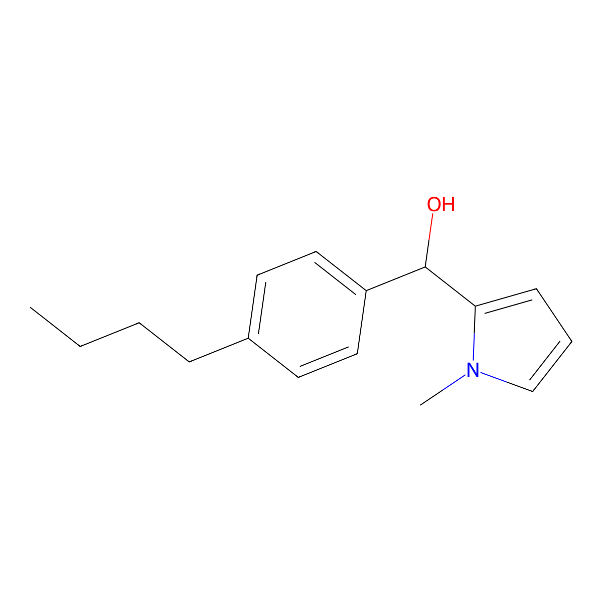 4-n-Butylphenyl-(1-methyl-2-pyrrolyl)methanol molecular structure, CAS 1443341-44-3