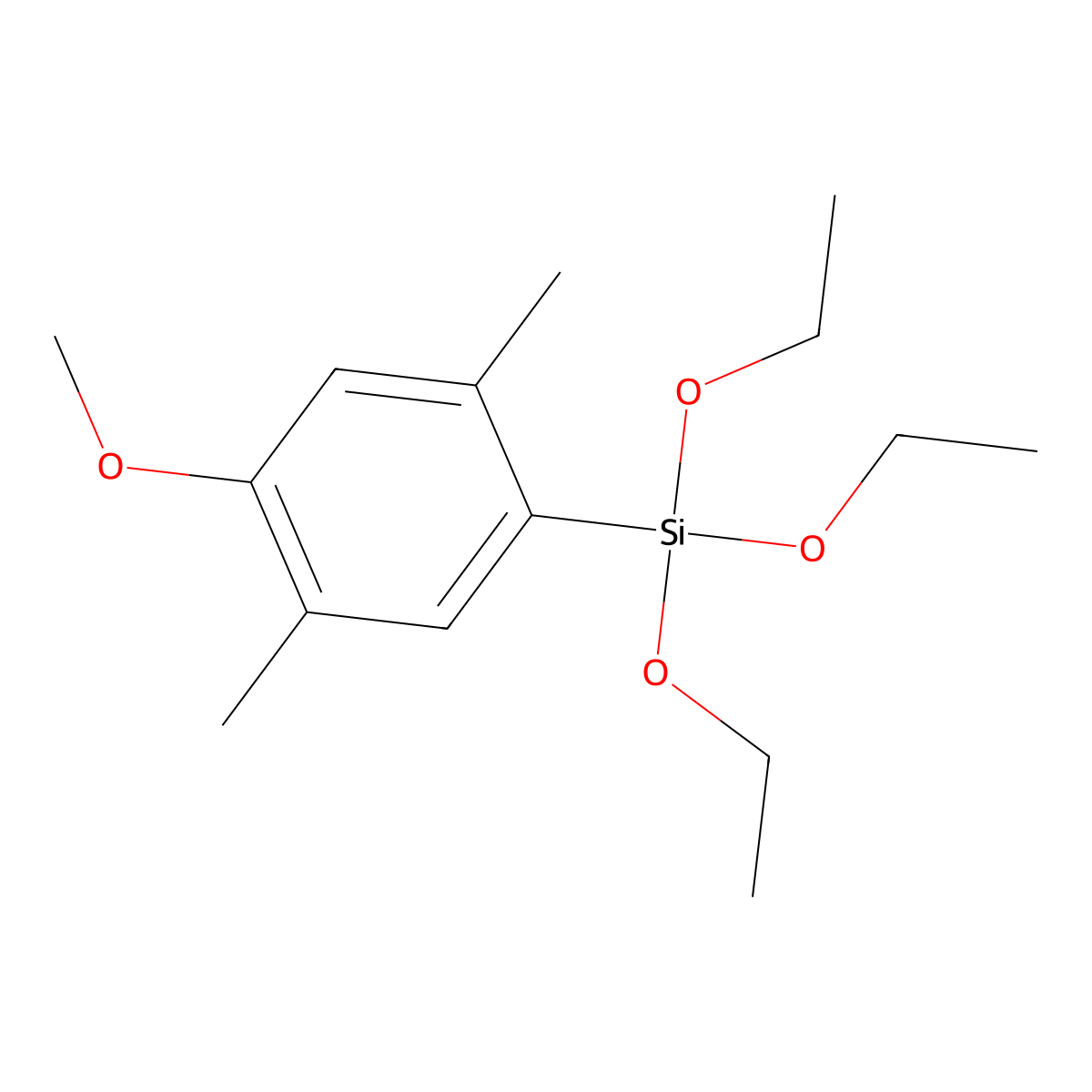 Triethoxy(4-methoxy-2,5-dimethylphenyl)silane molecular structure, CAS 1443341-55-6