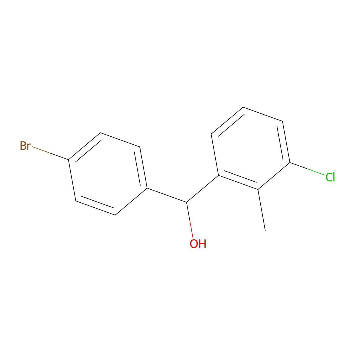 (4-Bromophenyl)(3-chloro-2-methylphenyl)methanol molecular structure, CAS 1443341-57-8
