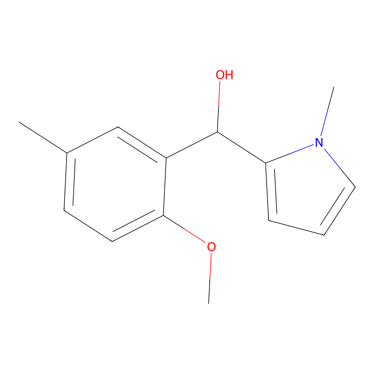 2-Methoxy-5-methylphenyl-(1-methyl-2-pyrrolyl)methanol molecular structure, CAS 1443341-58-9