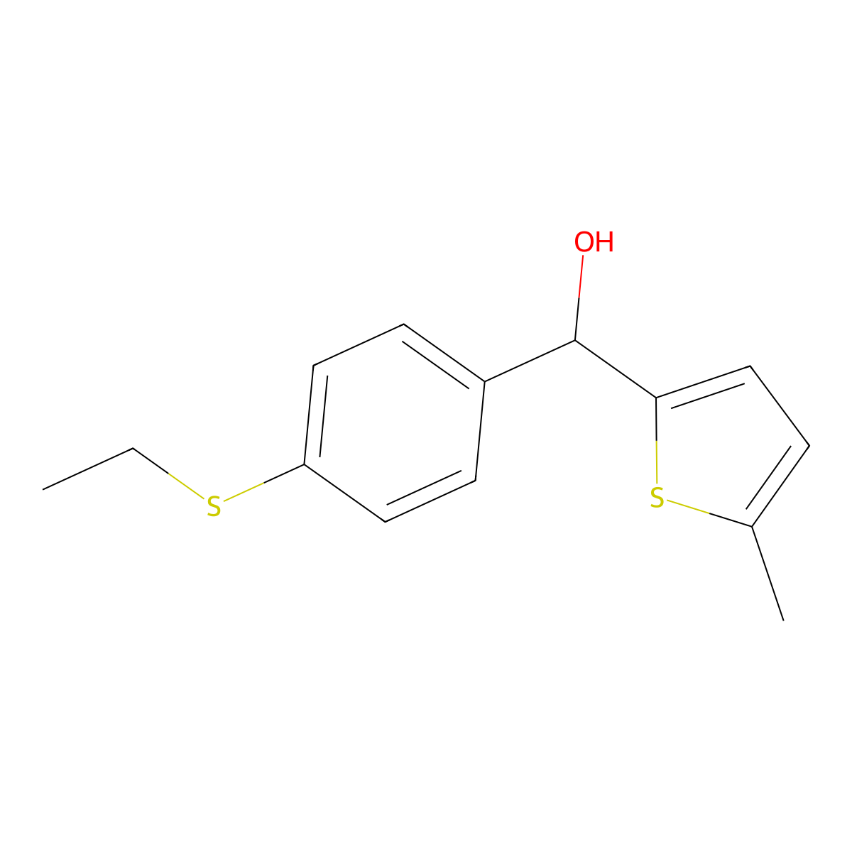 4-Ethylthiophenyl-(5-methyl-2-thienyl)methanol molecular structure, CAS 1443341-75-0