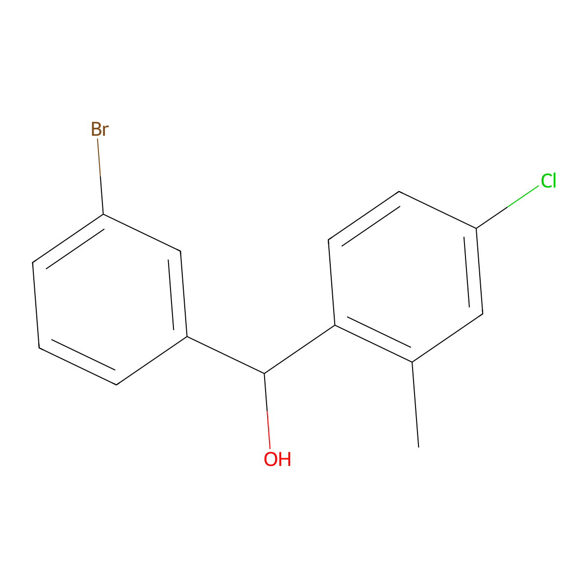 (3-Bromophenyl)(4-chloro-2-methylphenyl)methanol molecular structure, CAS 1443341-76-1