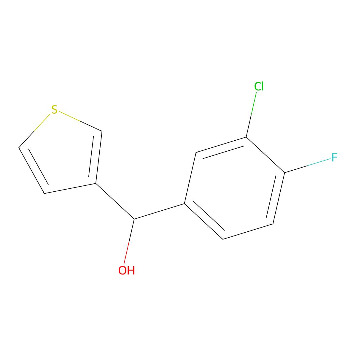 3-Chloro-4-fluorophenyl-(3-thienyl)methanol molecular structure, CAS 1443341-83-0