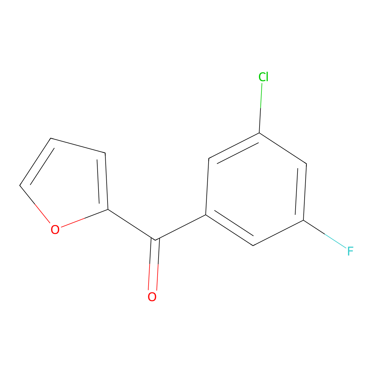 (3-Chloro-5-fluorophenyl)(furan-2-yl)methanone molecular structure, CAS 1443341-98-7