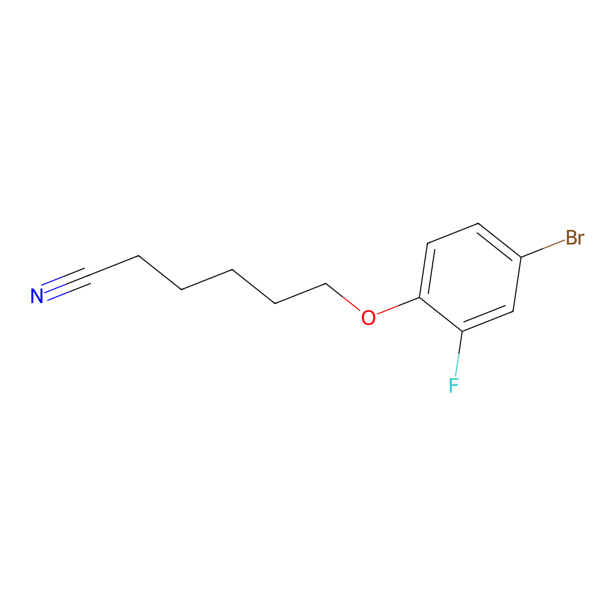 6-(4-Bromo-2-fluoro-phenoxy)hexanenitrile molecular structure, CAS 1443342-04-8
