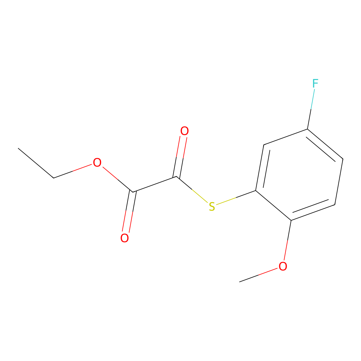 Ethyl 2-(3-fluoro-6-methoxyphenyl)sulfanyl-2-oxo-acetate molecular structure, CAS 1443342-22-0