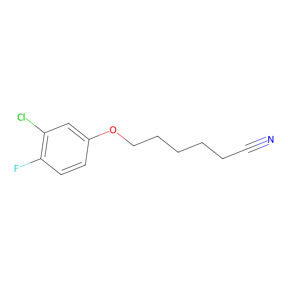 6-(3-Chloro-4-fluoro-phenoxy)hexanenitrile molecular structure, CAS 1443342-23-1
