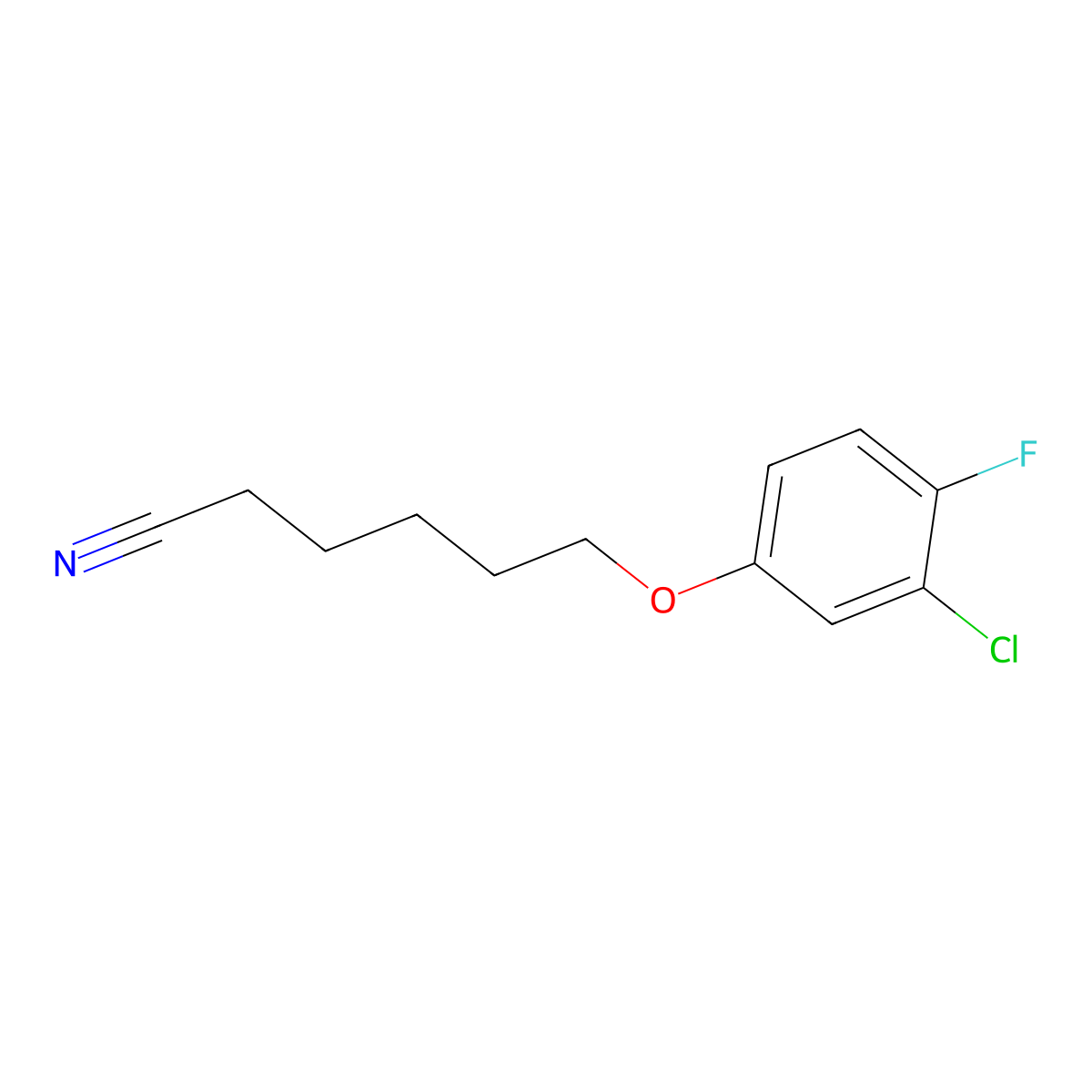 6-(3-Chloro-4-fluoro-phenoxy)hexanenitrile molecular structure, CAS 1443342-23-1