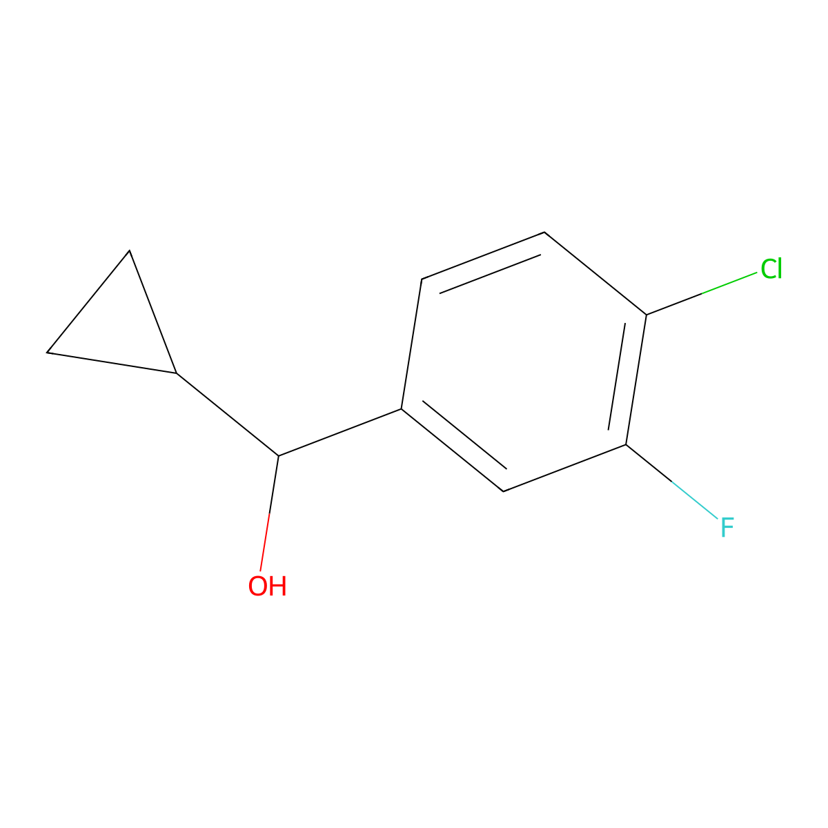 (4-Chloro-3-fluorophenyl)(cyclopropyl)methanol molecular structure, CAS 1443342-24-2