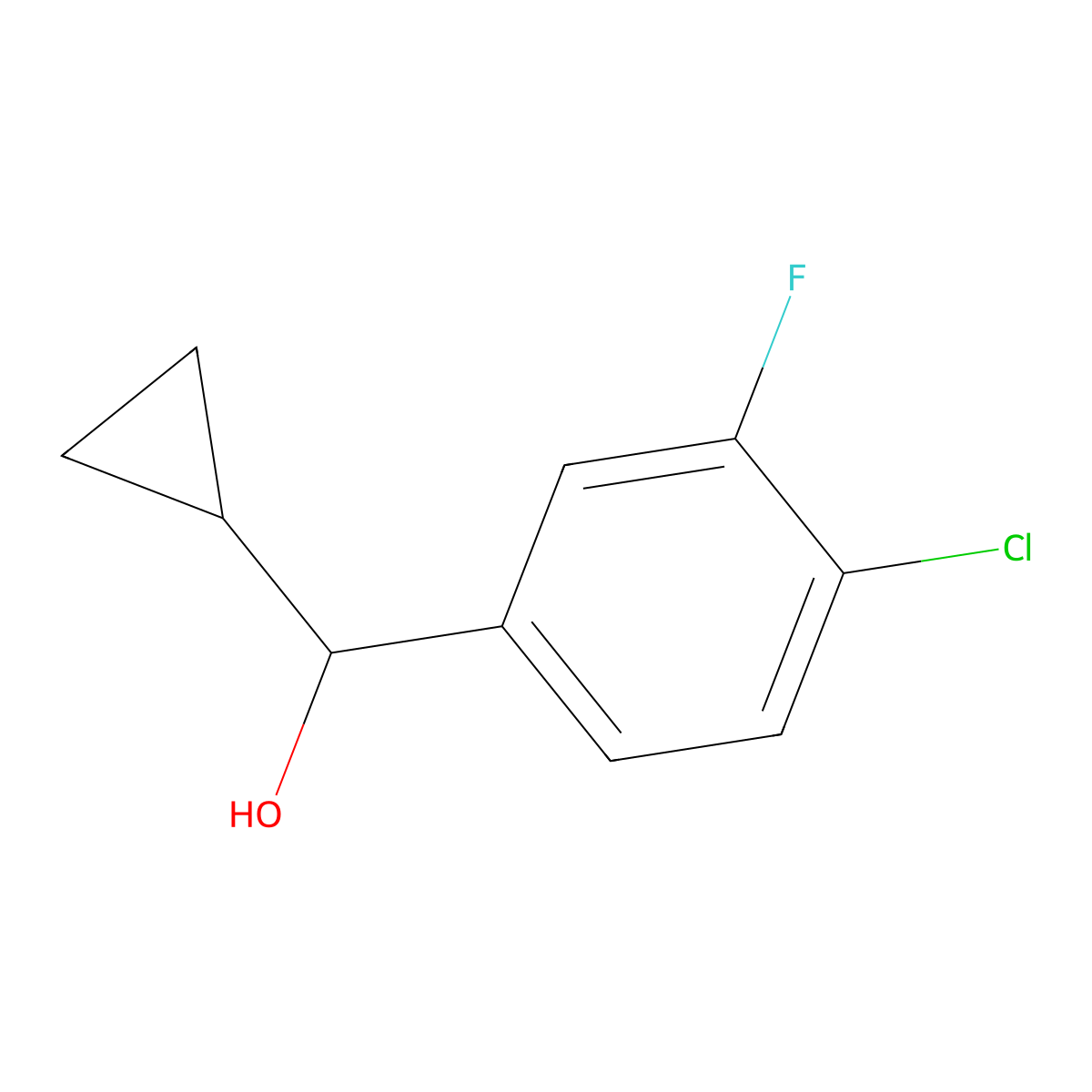 (4-Chloro-3-fluorophenyl)(cyclopropyl)methanol molecular structure, CAS 1443342-24-2