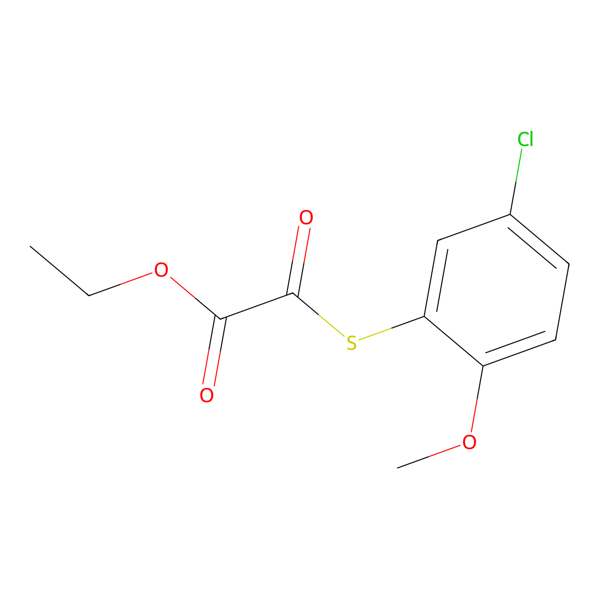 Ethyl 2-((5-chloro-2-methoxyphenyl)thio)-2-oxoacetate molecular structure, CAS 1443342-38-8