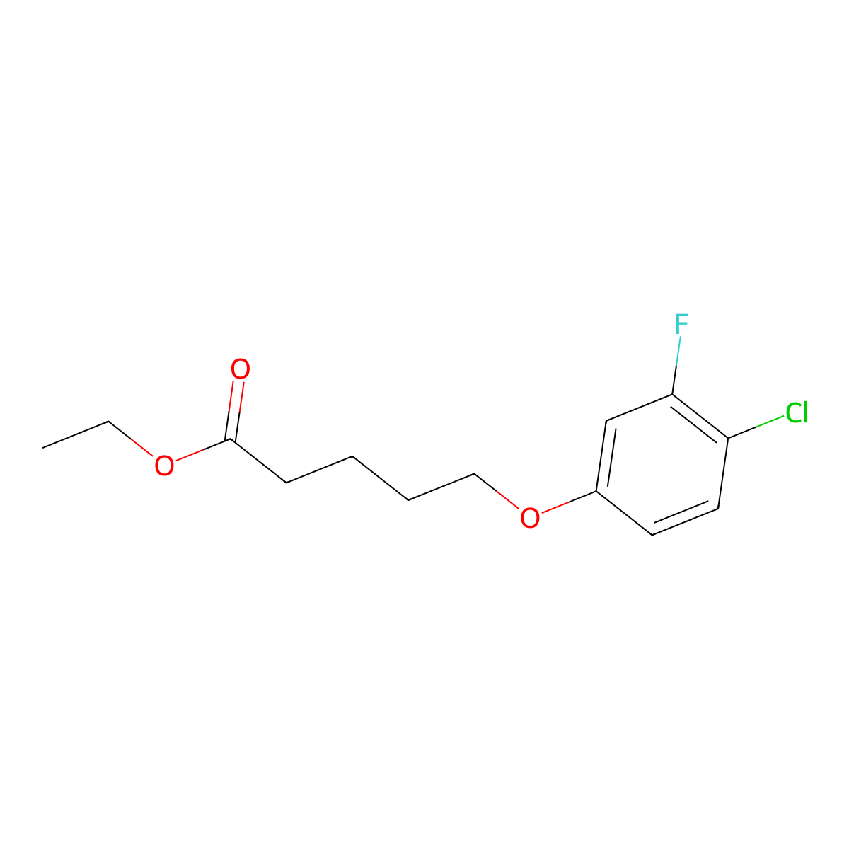 Ethyl 5-(4-chloro-3-fluoro-phenoxy)pentanoate molecular structure, CAS 1443342-43-5