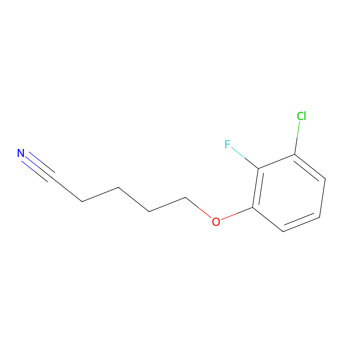 5-(3-Chloro-2-fluoro-phenoxy)pentanenitrile molecular structure, CAS 1443342-58-2