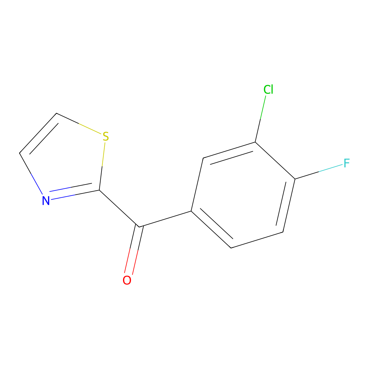 2-(3-Chloro-4-fluorobenzoyl)thiazole molecular structure, CAS 1443342-65-1