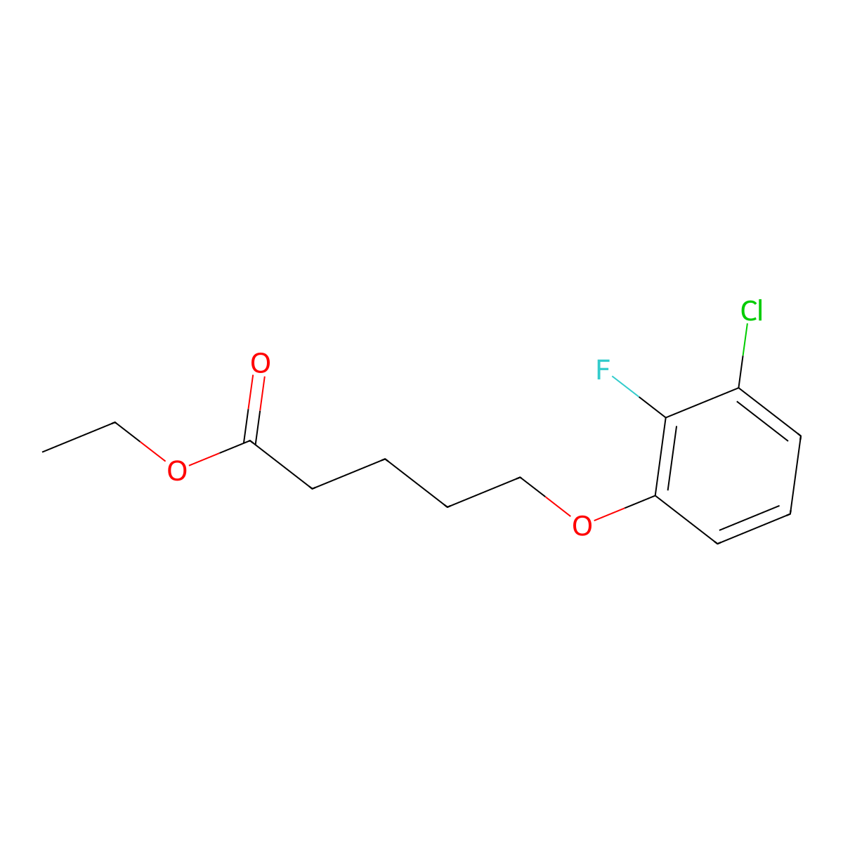 Ethyl 5-(3-chloro-2-fluoro-phenoxy)pentanoate molecular structure, CAS 1443342-67-3
