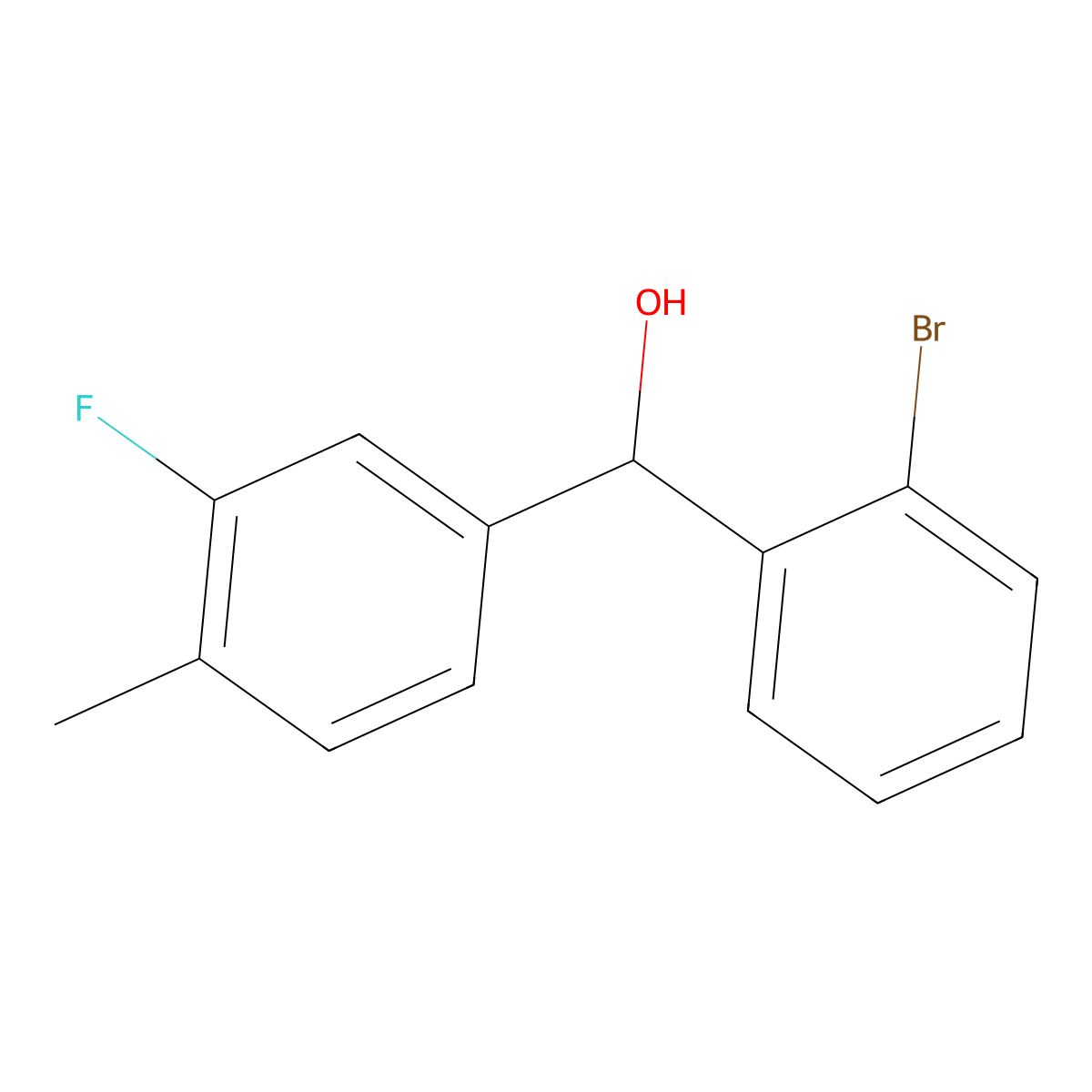 (2-Bromophenyl)(3-fluoro-4-methylphenyl)methanol molecular structure, CAS 1443342-73-1