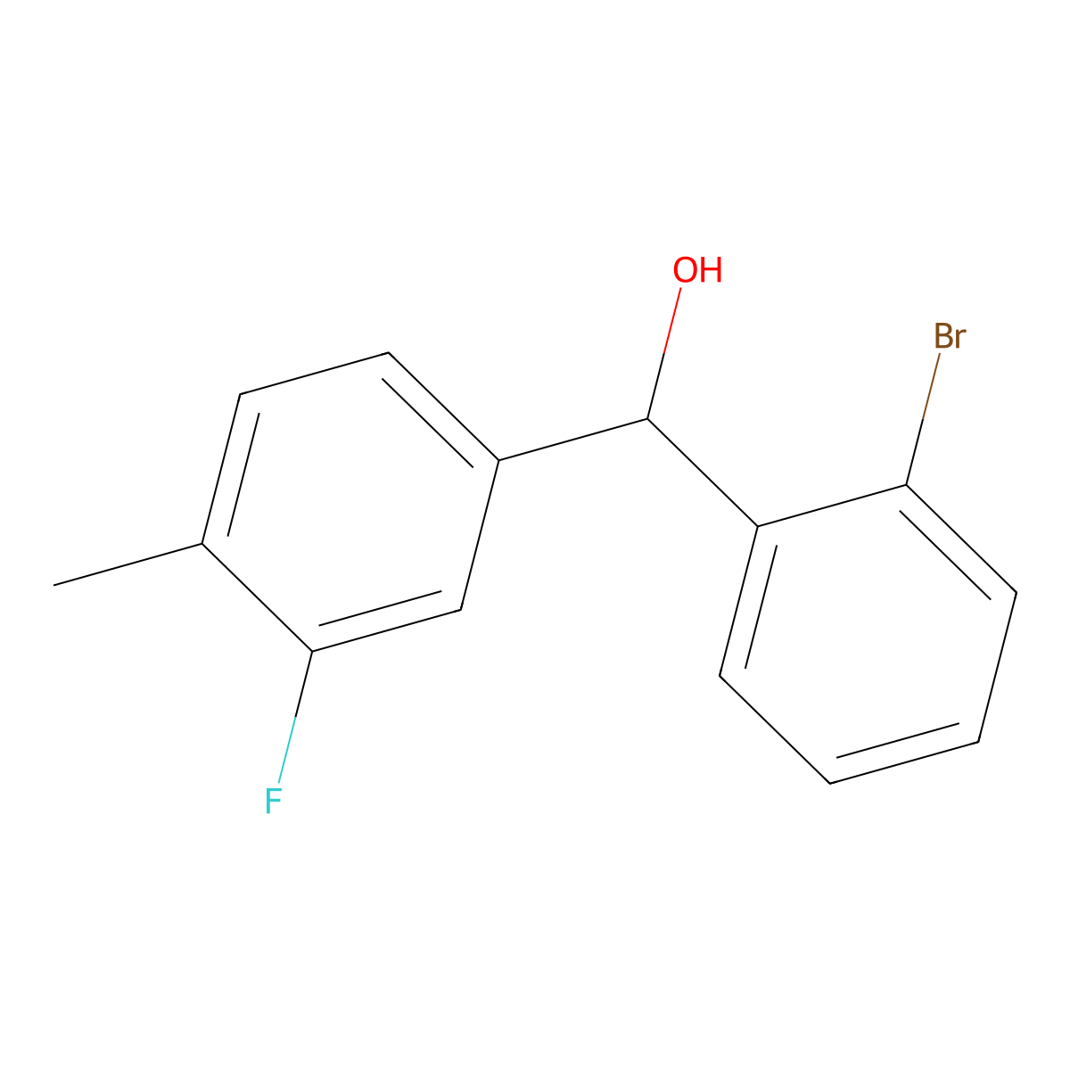 (2-Bromophenyl)(3-fluoro-4-methylphenyl)methanol molecular structure, CAS 1443342-73-1