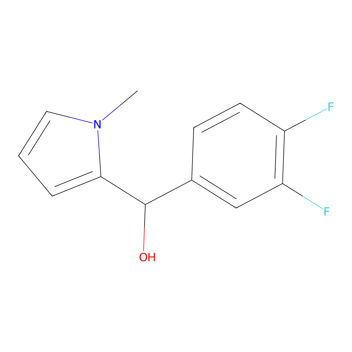 3,4-Difluorophenyl-(1-methyl-2-pyrrolyl)methanol molecular structure, CAS 1443342-74-2