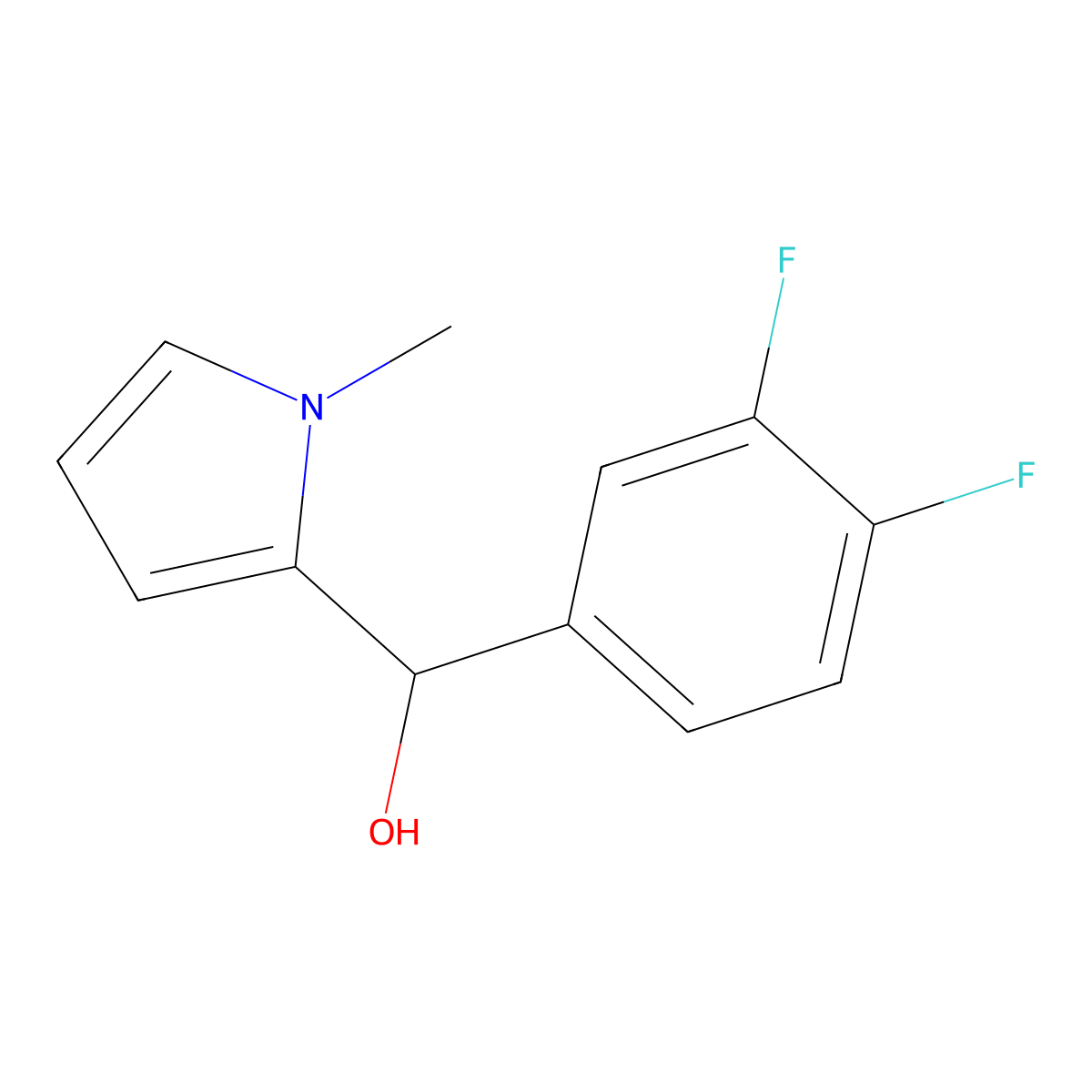 3,4-Difluorophenyl-(1-methyl-2-pyrrolyl)methanol molecular structure, CAS 1443342-74-2