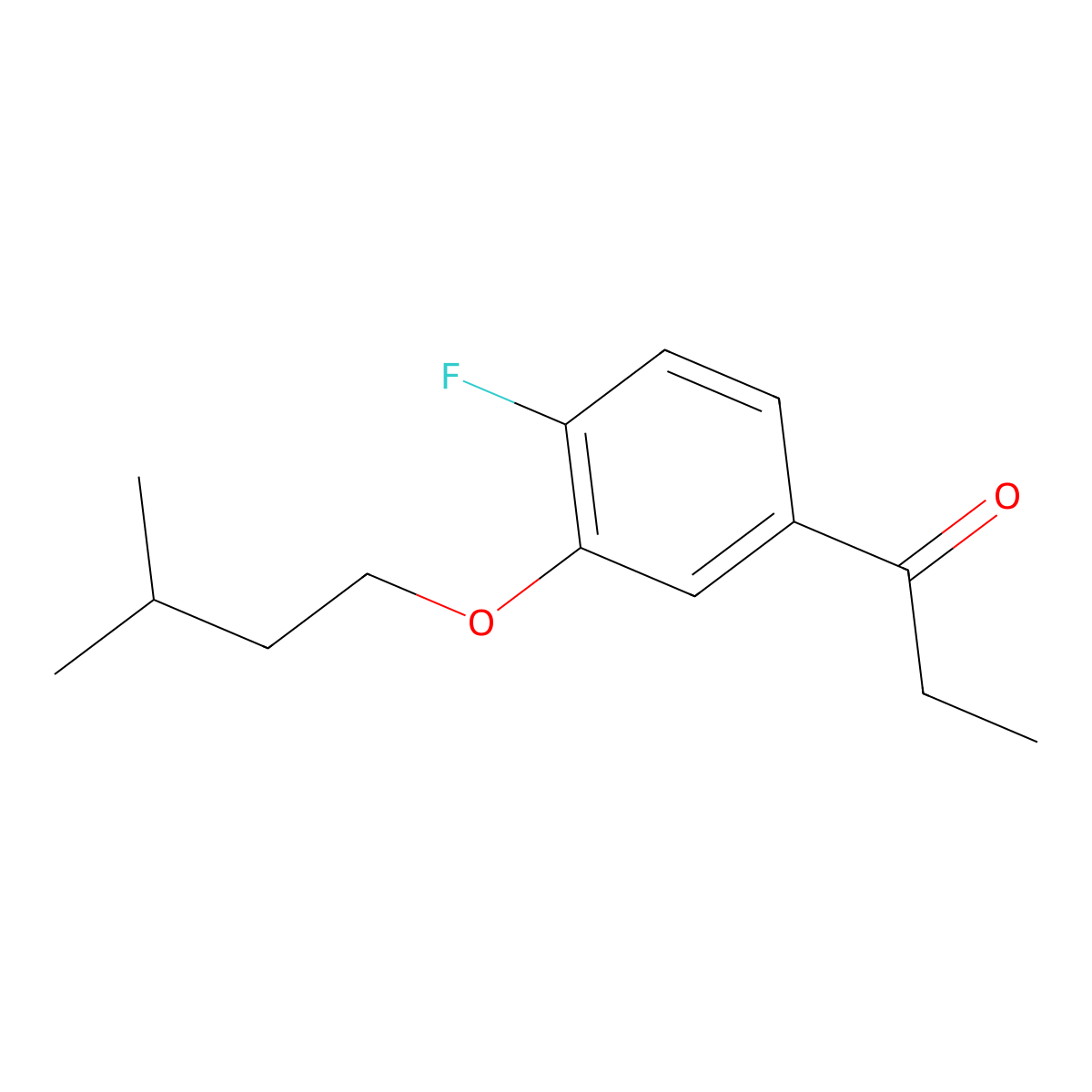 1-(4-Fluoro-3-(isopentyloxy)phenyl)propan-1-one molecular structure, CAS 1443342-77-5