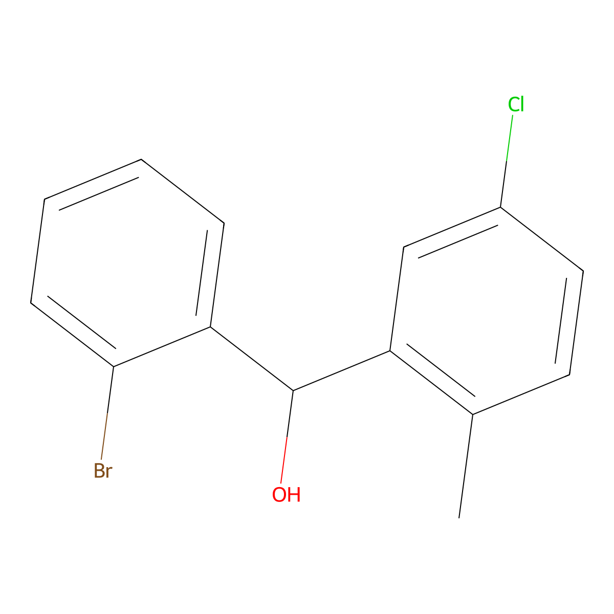 2-Bromo-3'-chloro-6'-methylbenzhydrol molecular structure, CAS 1443342-83-3