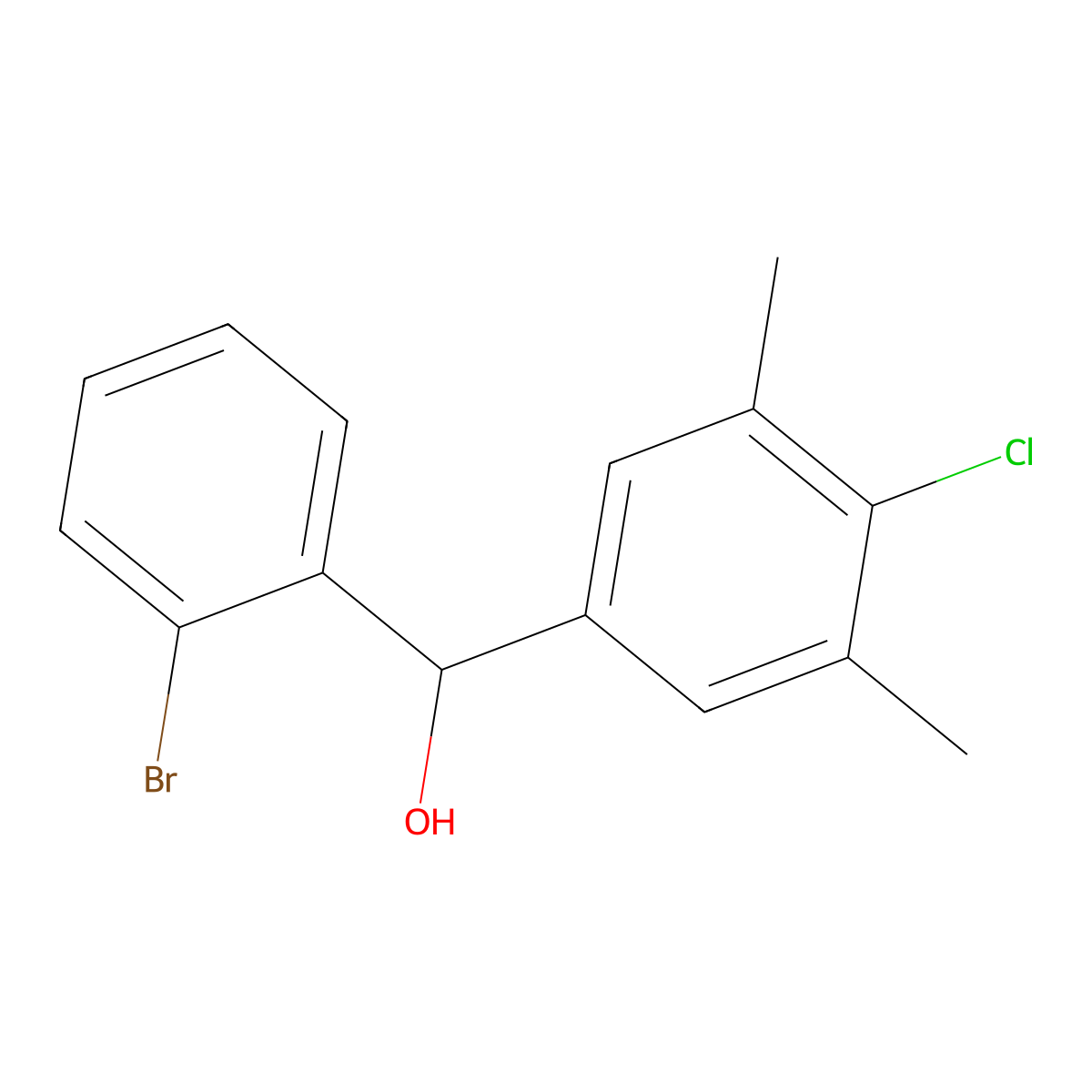 (2-Bromophenyl)(4-chloro-3,5-dimethylphenyl)methanol molecular structure, CAS 1443342-88-8
