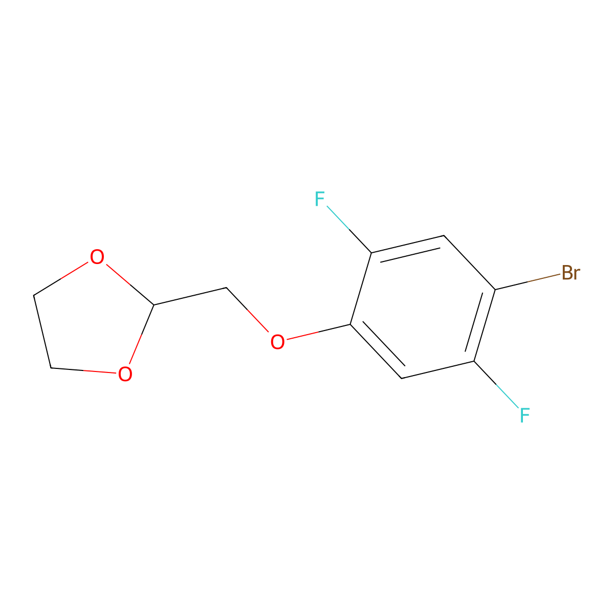 2-((4-Bromo-2,5-difluorophenoxy)methyl)-1,3-dioxolane molecular structure, CAS 1443342-93-5