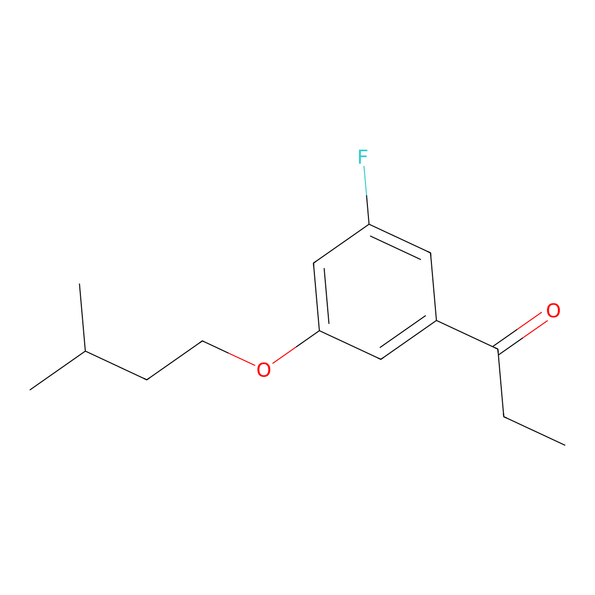 1-(3-Fluoro-5-(isopentyloxy)phenyl)propan-1-one molecular structure, CAS 1443342-96-8