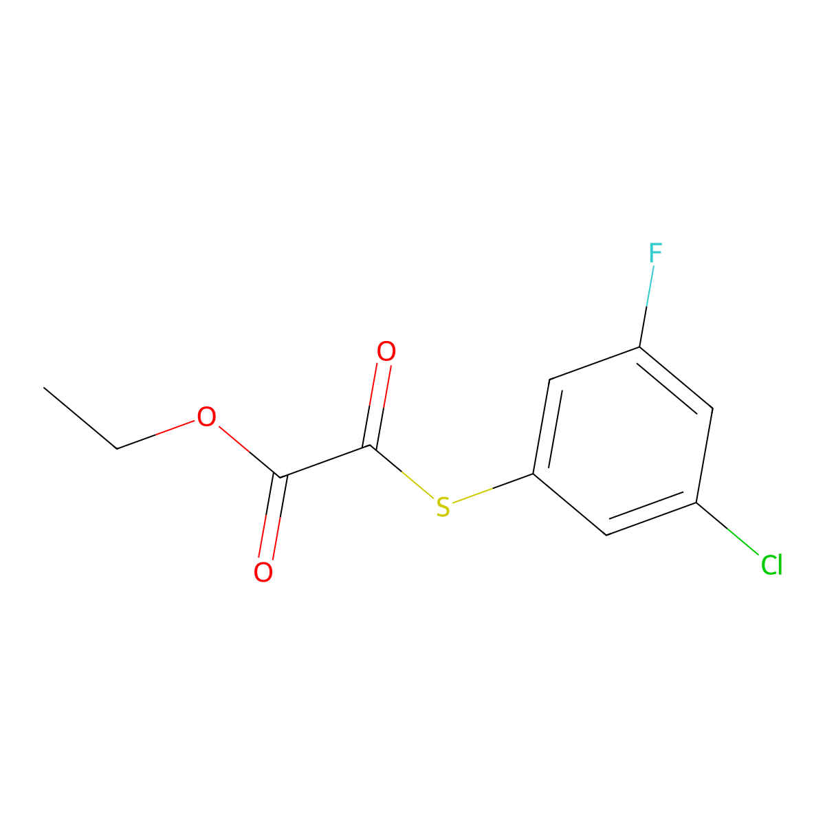 Ethyl 2-(3-chloro-5-fluorophenyl)sulfanyl-2-oxo-acetate molecular structure, CAS 1443342-99-1