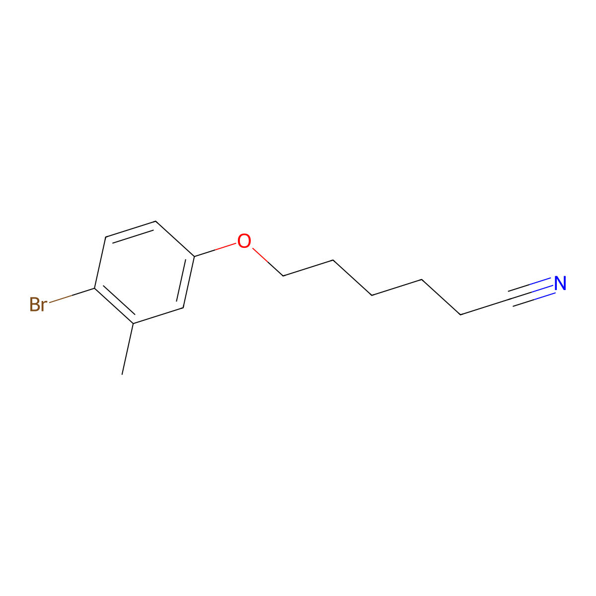 6-(4-Bromo-3-methyl-phenoxy)hexanenitrile molecular structure, CAS 1443343-02-9