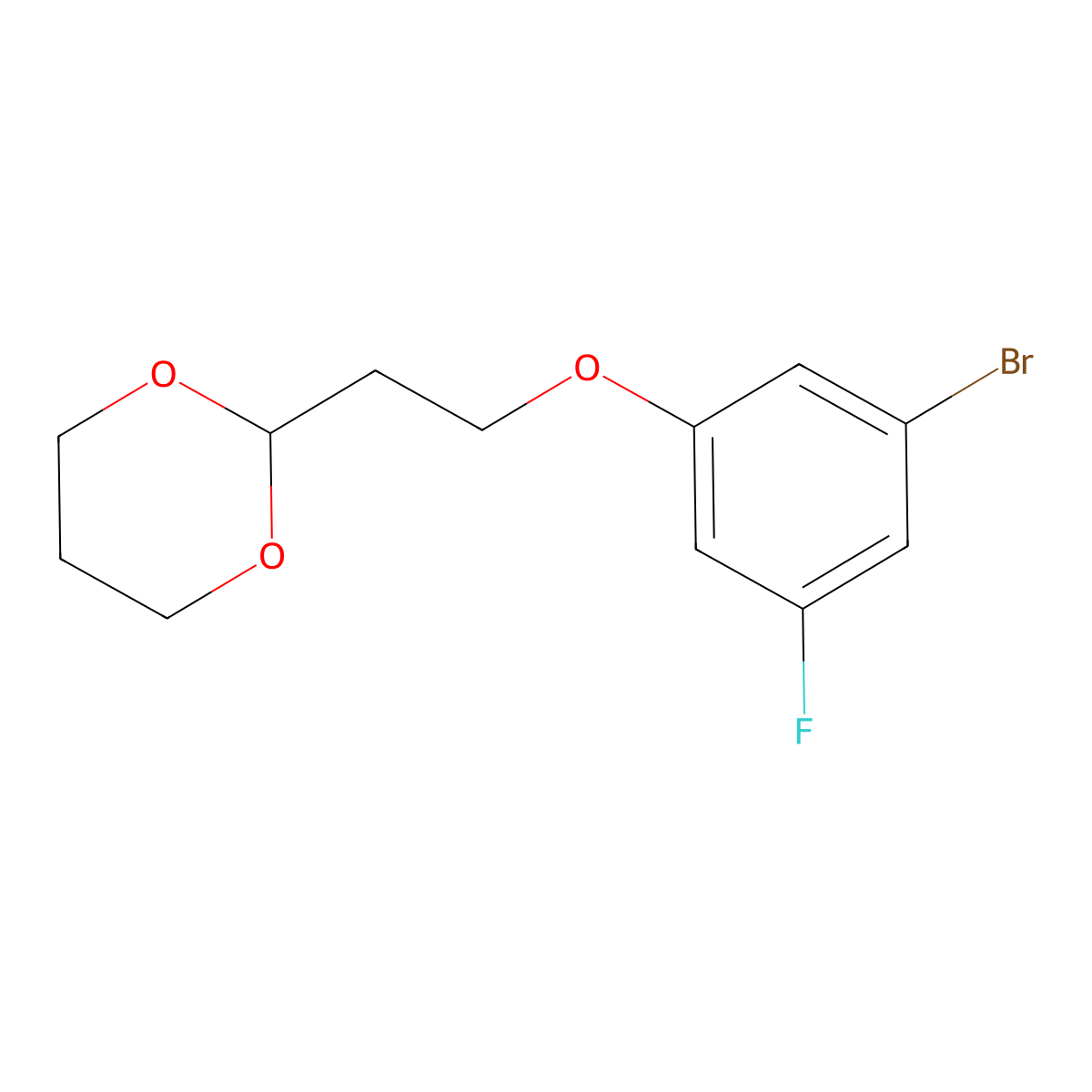 2-[2-(3-Bromo-5-fluoro-phenoxy)ethyl]-1,3-dioxane molecular structure, CAS 1443343-14-3