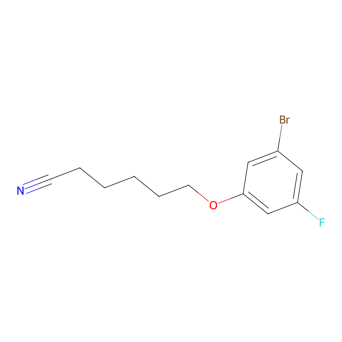 6-(3-Bromo-5-fluoro-phenoxy)hexanenitrile molecular structure, CAS 1443343-21-2
