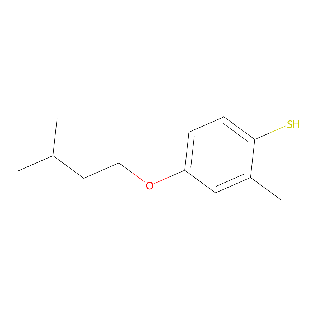 2-Methyl-4-iso-pentoxythiophenol molecular structure, CAS 1443343-25-6