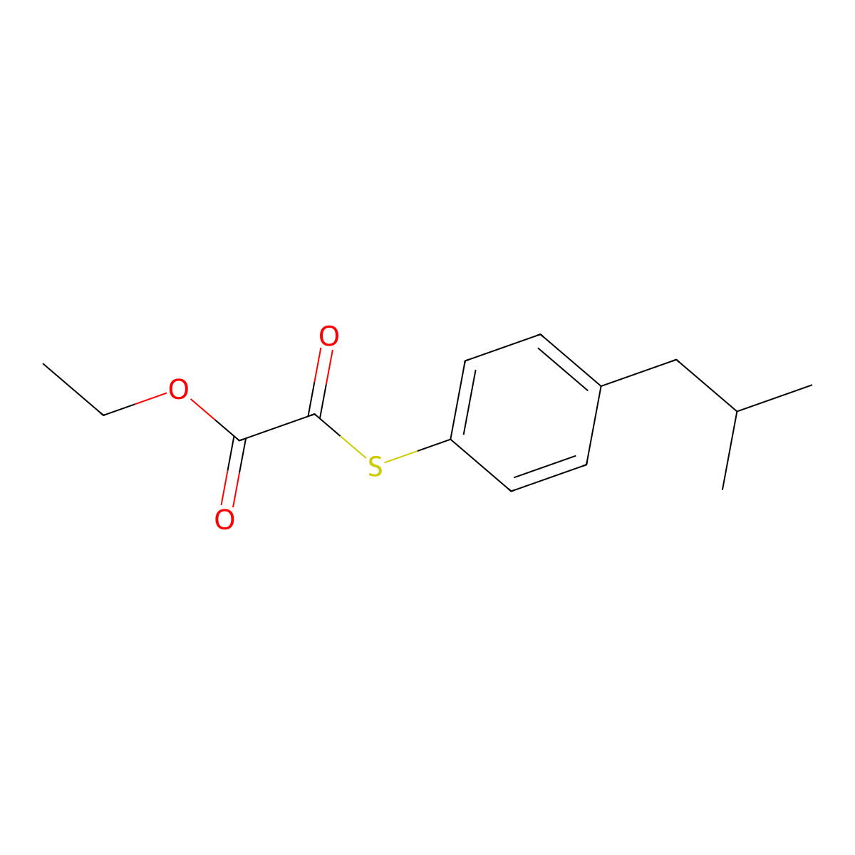 Ethyl 2-((4-isobutylphenyl)thio)-2-oxoacetate molecular structure, CAS 1443343-38-1