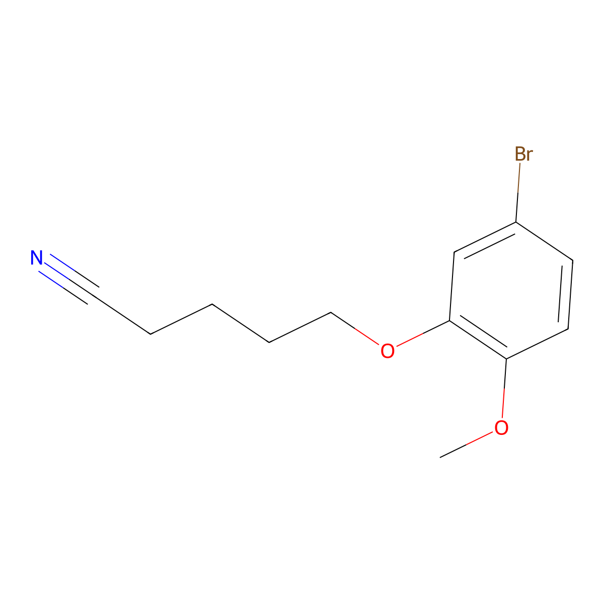 5-(3-Bromo-6-methoxy-phenoxy)pentanenitrile molecular structure, CAS 1443343-41-6
