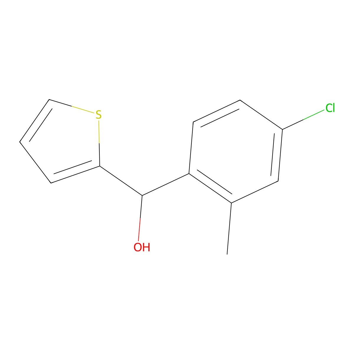 4-Chloro-2-methylphenyl-(2-thienyl)methanol molecular structure, CAS 1443343-99-4